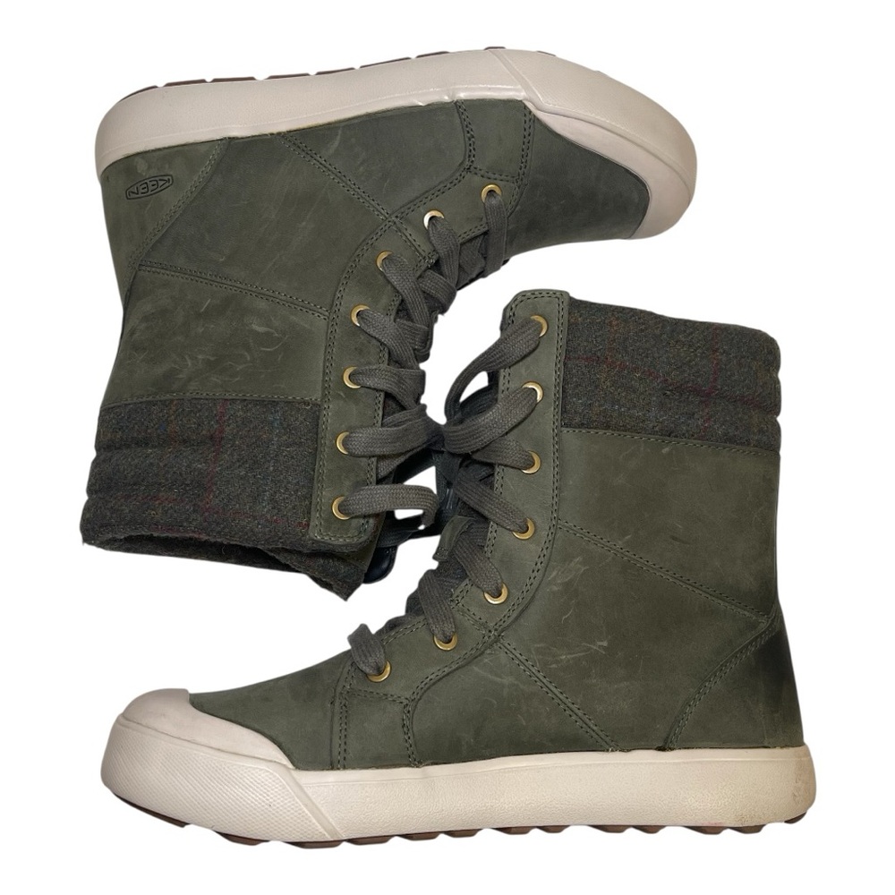 KEEN Elsa II Mid Women’s Leather Sneaker Boots Lined Green Size 9.5 - Picture 2 of 16